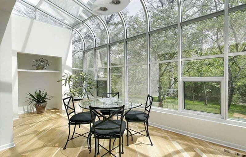 sunroom with large windows